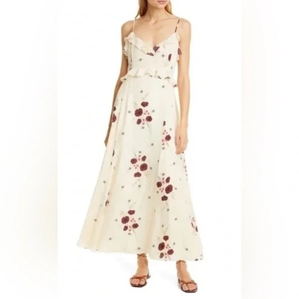 JOIE NWT Joie Cassiel Floral 100% Silk Ruffle Maxi Dress in Size 10